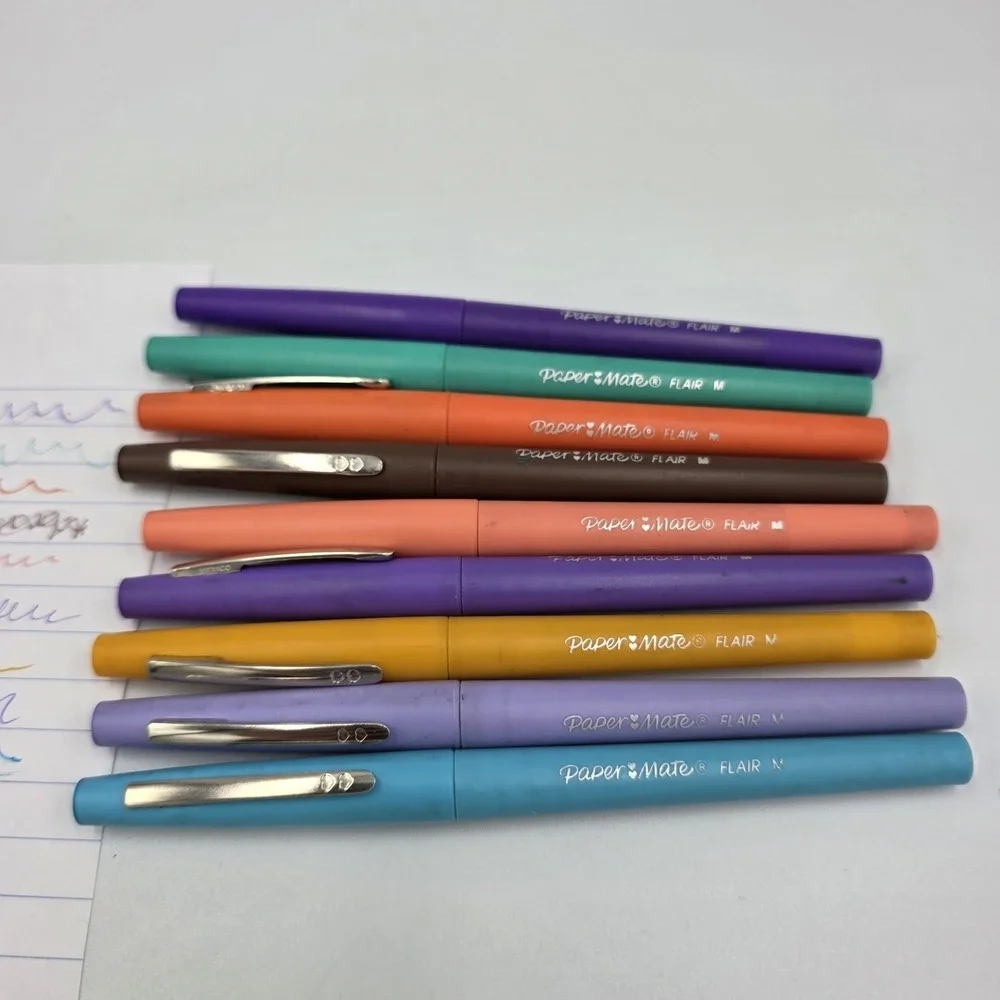 5 Linc Geltonic Gel Pens & 9 Paper Mate Flair Medium Pens MultiColor Crafts Arts